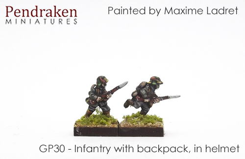 Infantry with backpack, in helmet