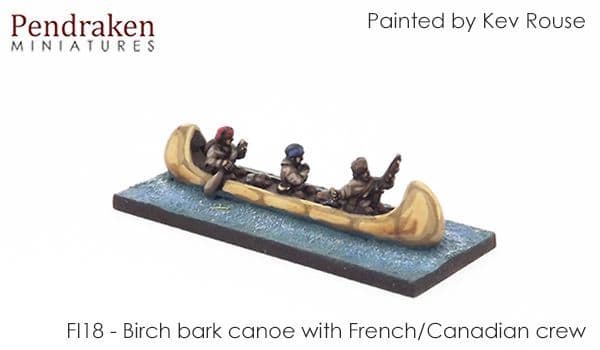 Birch bark canoe with French/Canadian crew