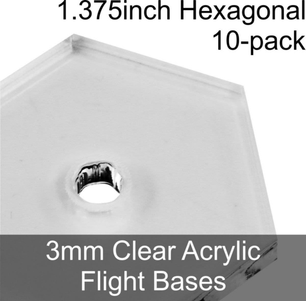 Flight Bases, Hexagonal, 1.375inch, 3mm Clear (10)