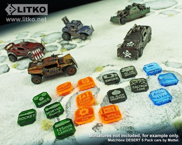 Gaslands Weapons Tokens Set, Multi-Colored (38)
