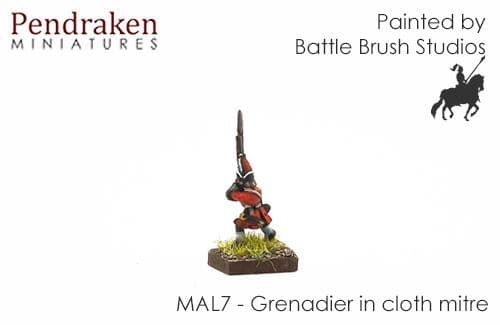 Grenadier in cloth mitre, march attack (Britain)