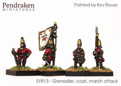 Grenadier in coat, march attack
