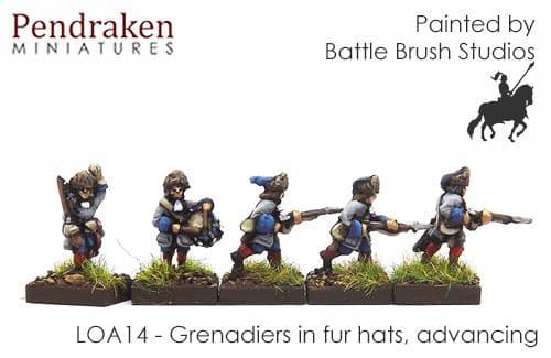 Grenadiers, fur hats, advancing