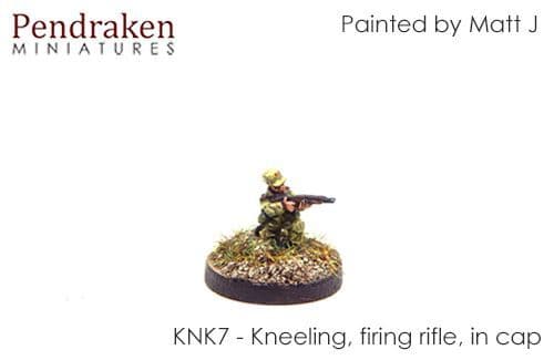 Kneeling, firing rifle, in cap