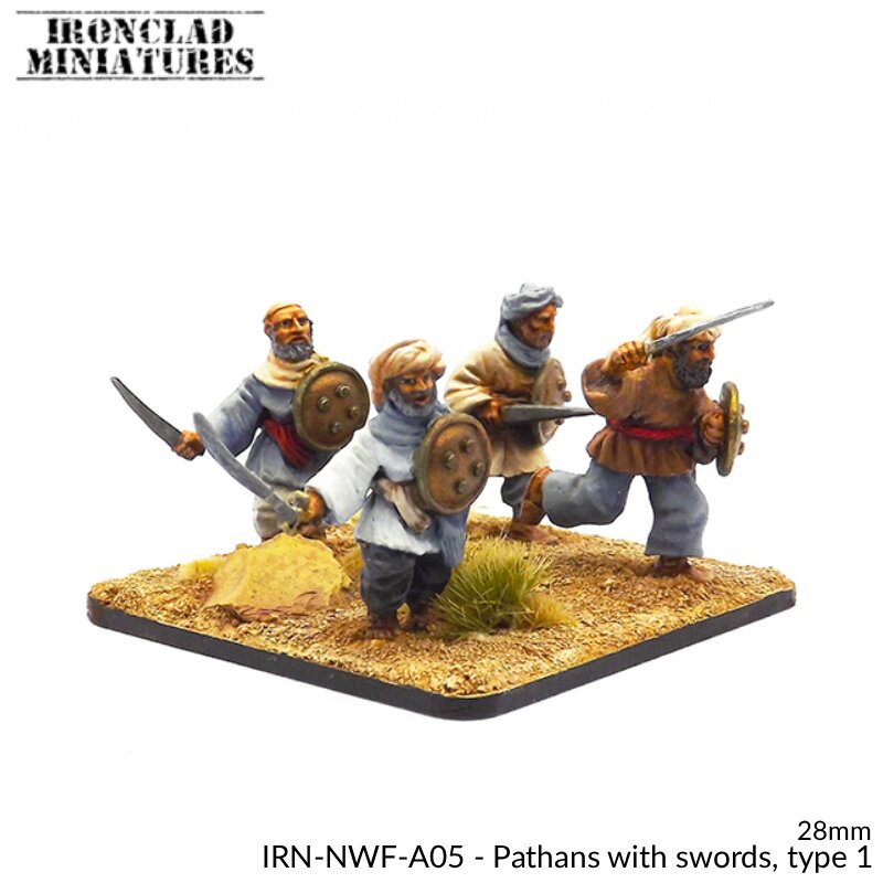 Pathans Types Ironclad Miniatures - 28mm Northwest Frontier Pathans with swords, type 1