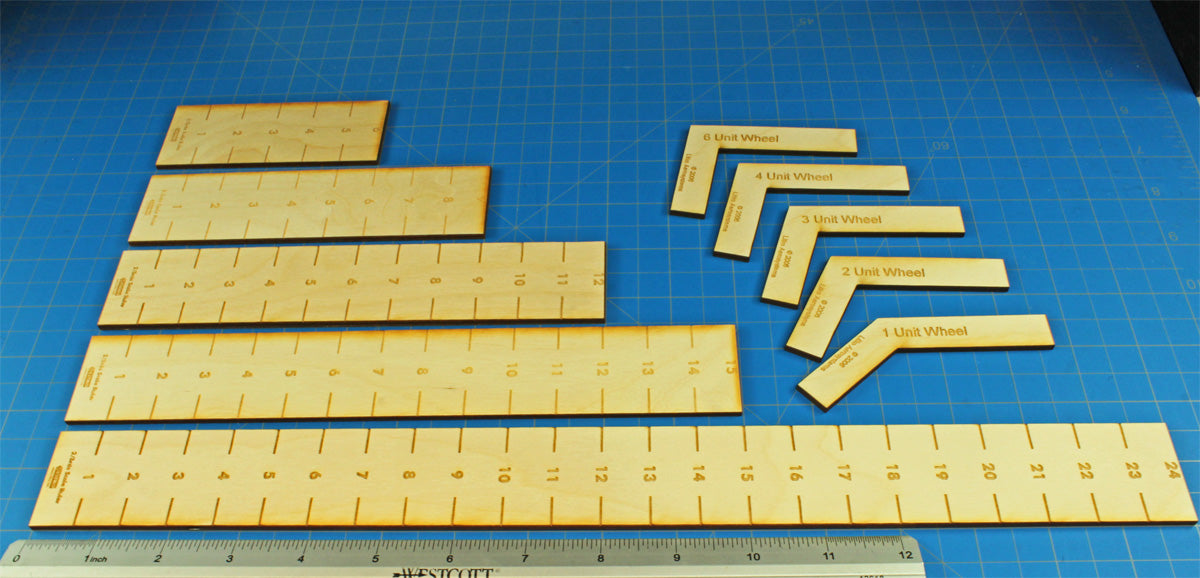15mm Ruler & Wheel Gauge Set ARMATI 2nd Ed 3mm Plywood 10