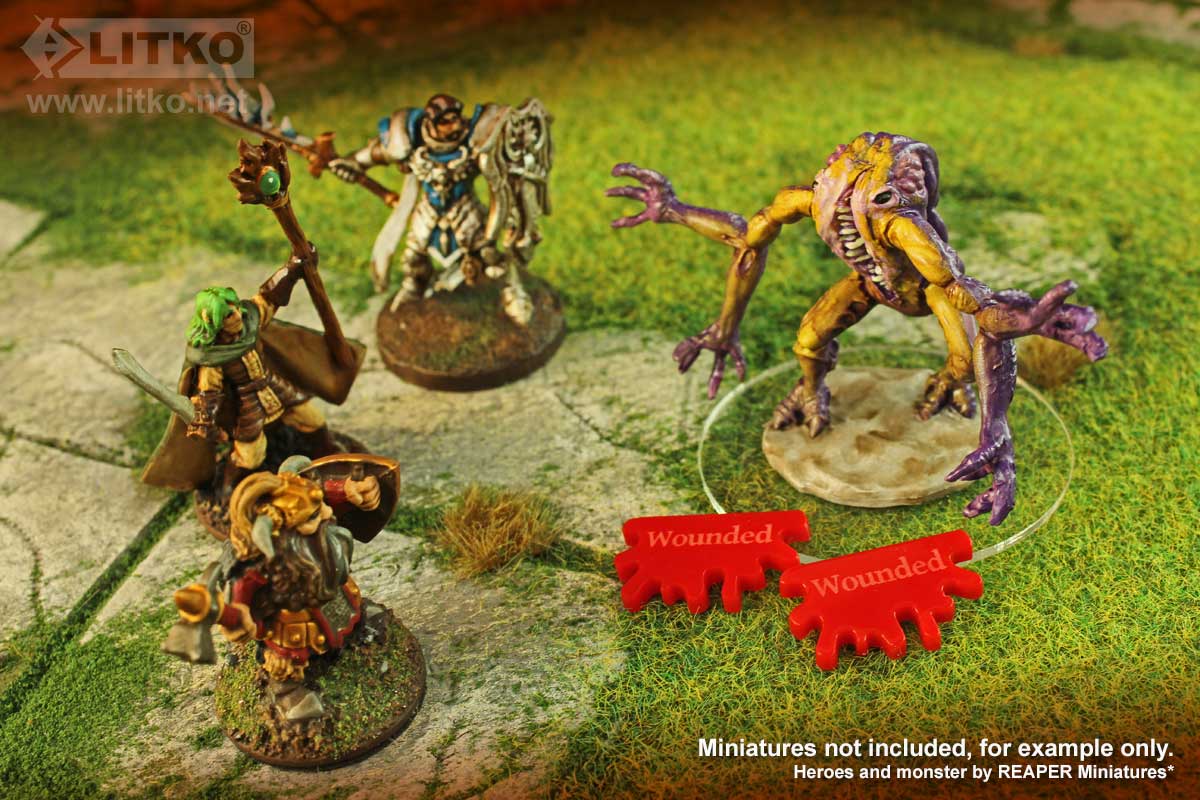 Wounded Tokens Song of Blades and Heroes Red 10