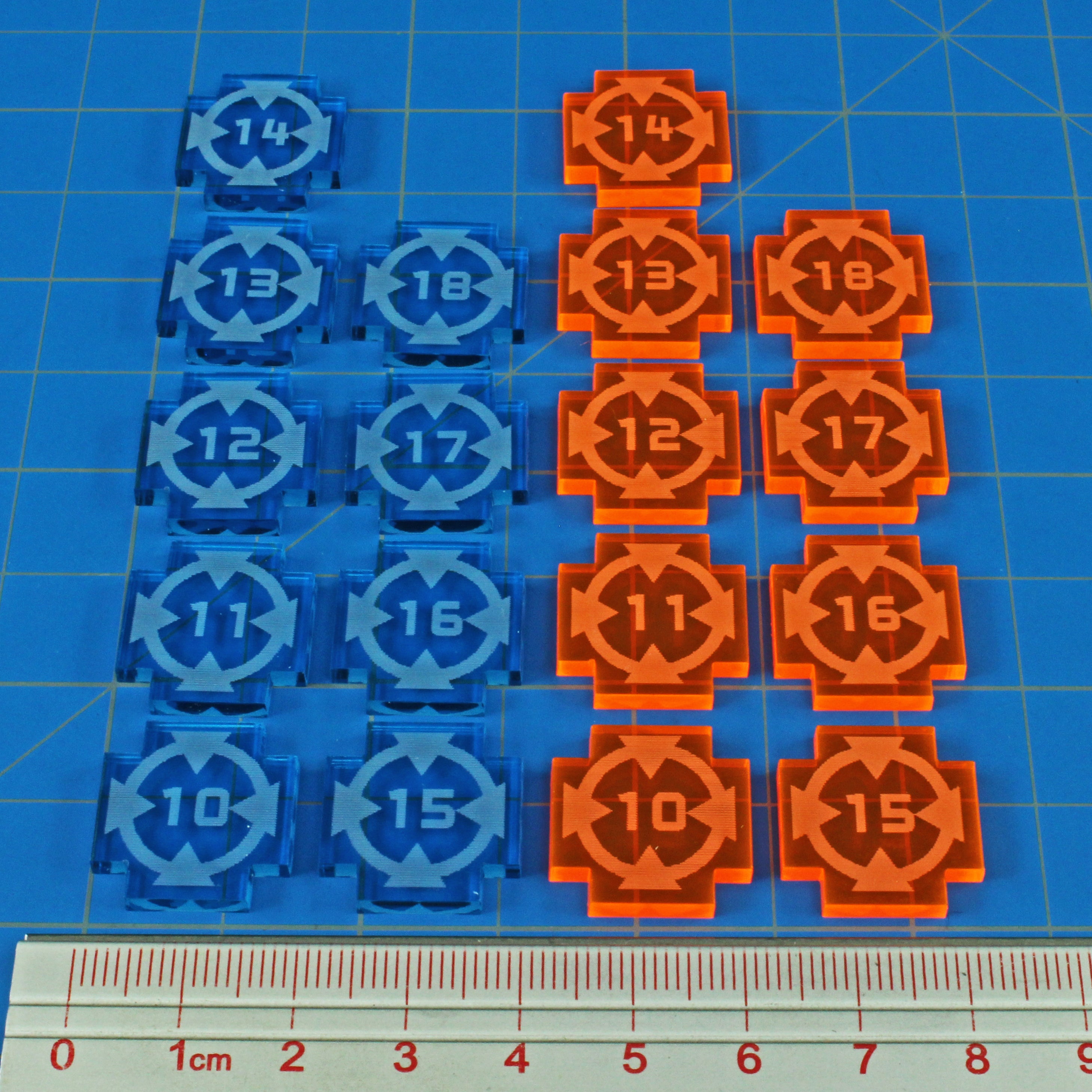 Space Fighter Target Lock Token Set 10-18 Fluorescent Blue & Orange 18