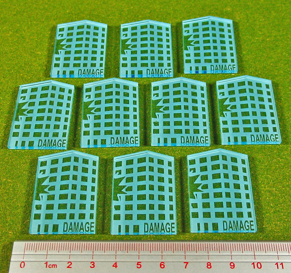 Dropzone Building Damage Tokens Transparent Light Blue 10