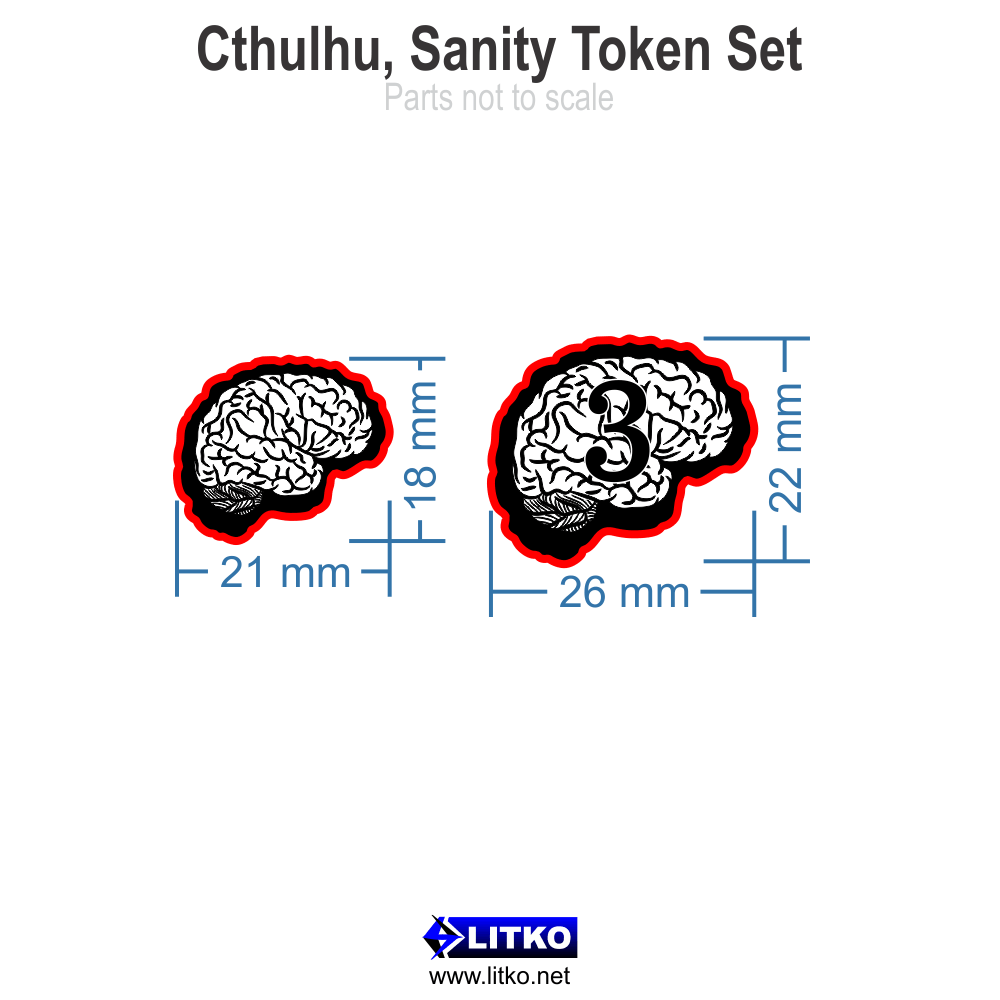 Cthulhu Sanity Token Set Translucent Blue 10