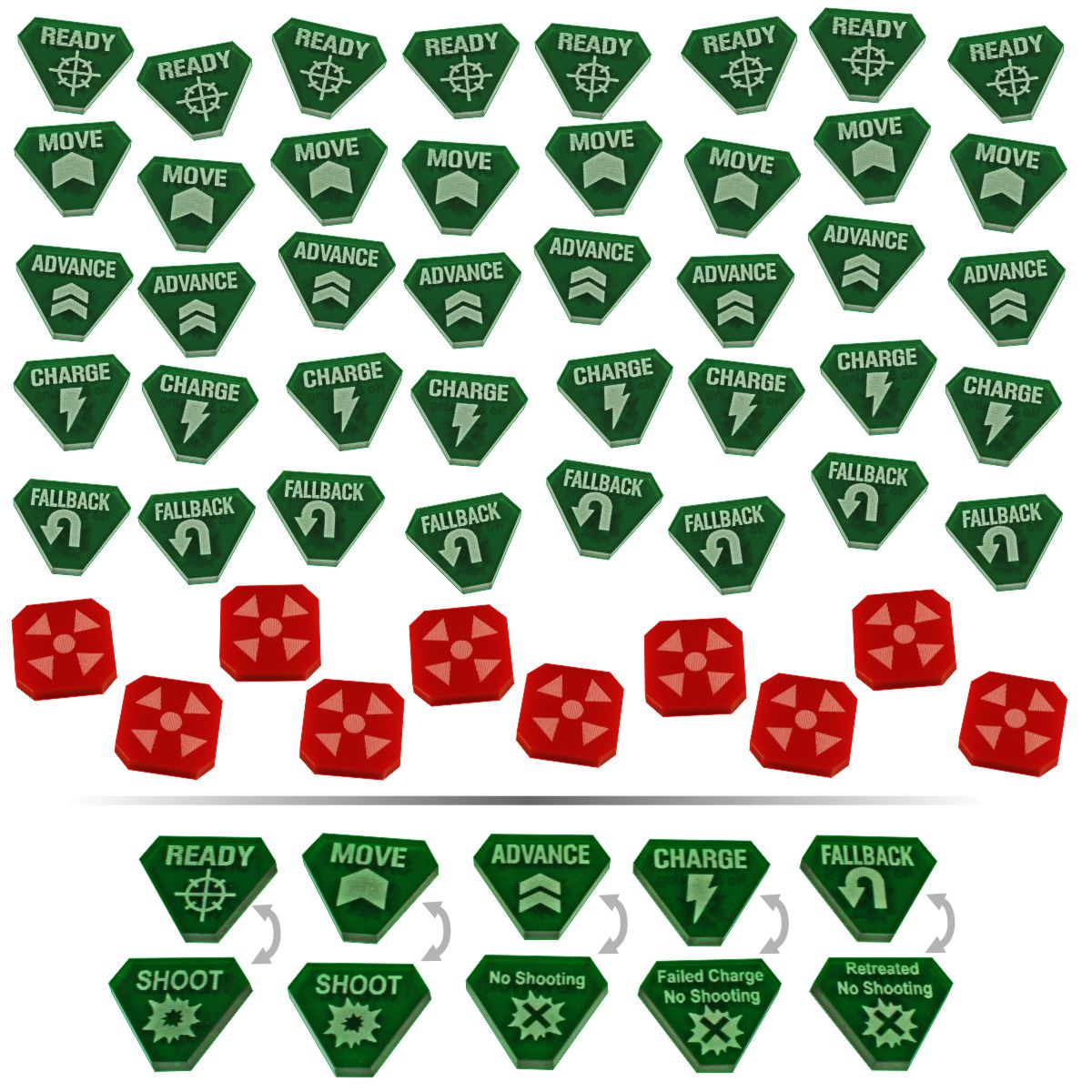 Combat Token Set WHKT Translucent Green & Red 50