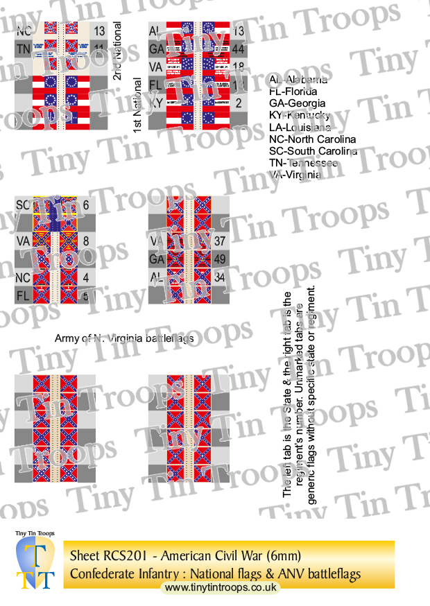 Confederate States, Sheet 1 (6mm)