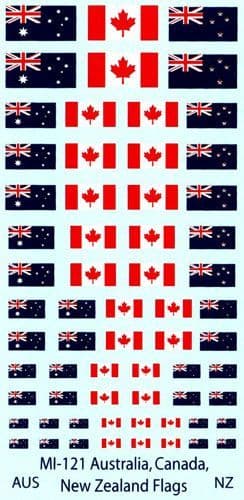 Australia, New Zealand and Canada flags
