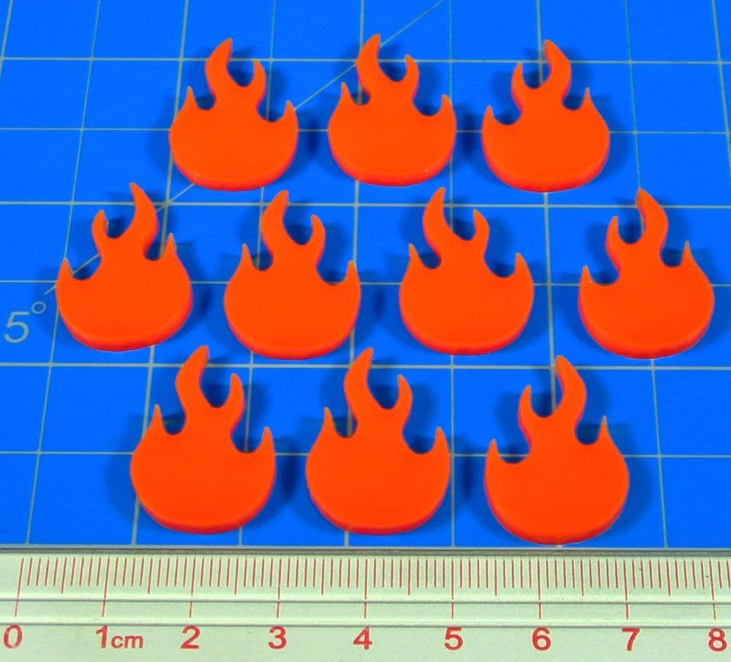 Fire Fighting Game Fire Tokens, Orange (10)