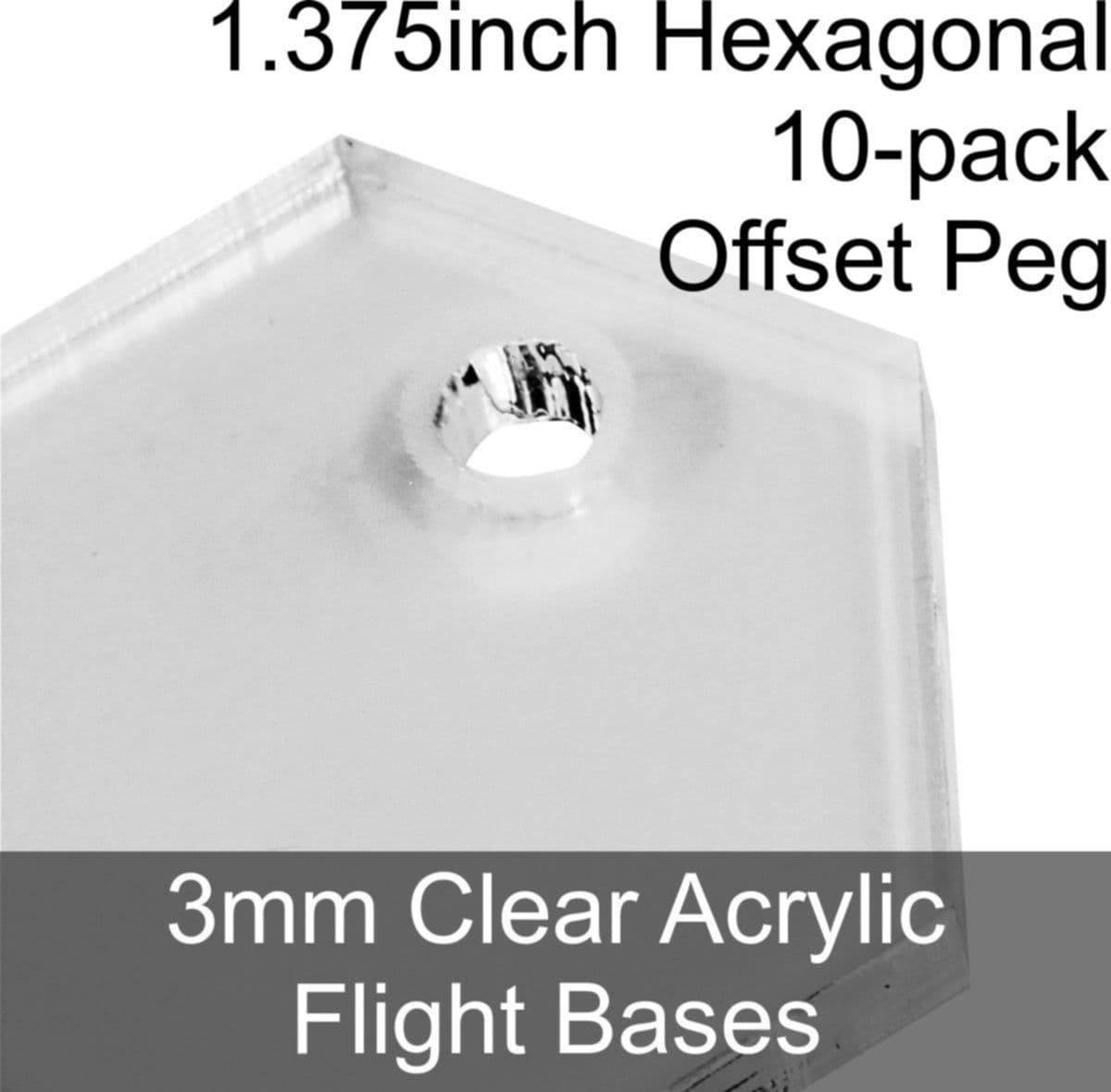 Flight Bases, Hexagonal, 1.375inch (Offset Peg), 3mm Clear (10)
