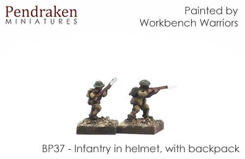 Infantry in helmet, with backpack