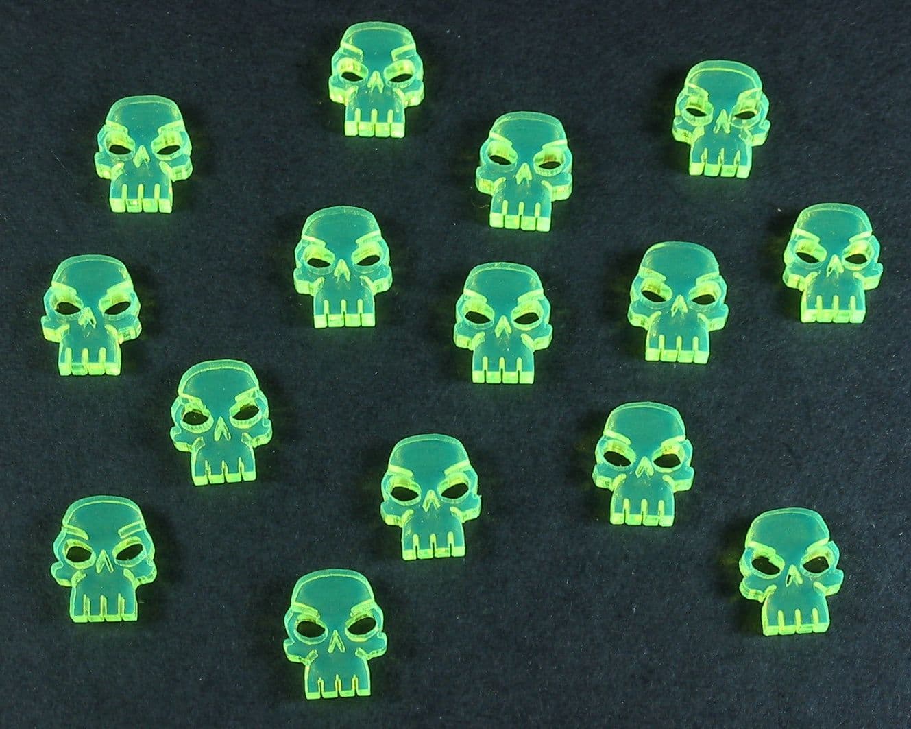 Mini Skull Tokens, Fluorescent Green (15)