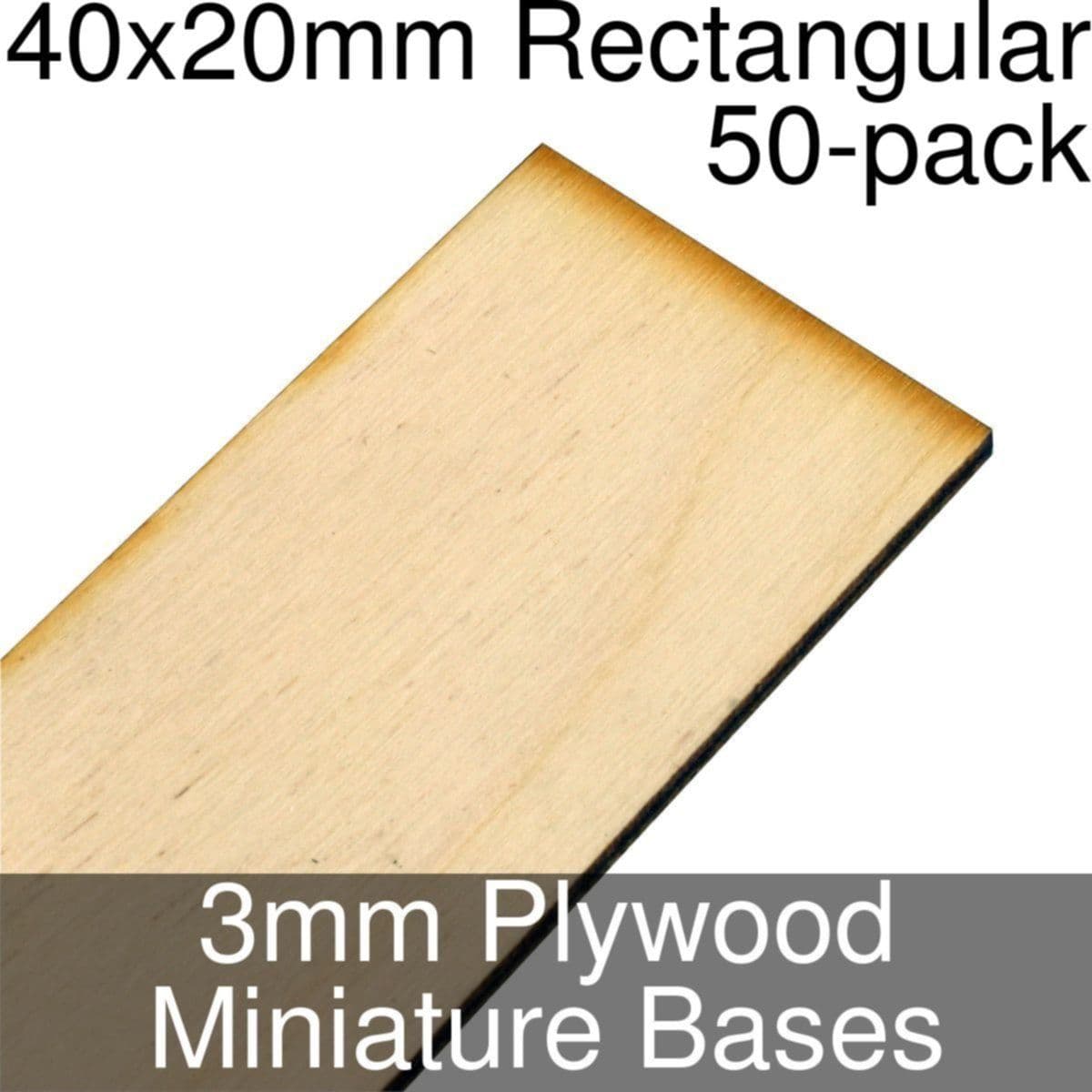 Miniature Bases, Rectangular, 40x20mm, 3mm Plywood (50)