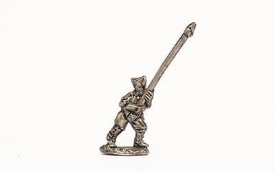 Standard bearer in cap, walking
