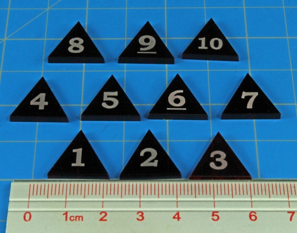 Mini Numbered Triangles 1-10, Translucent Red (10)