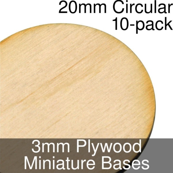 Miniature Bases, Circular, 20mm, 3mm Plywood (10)
