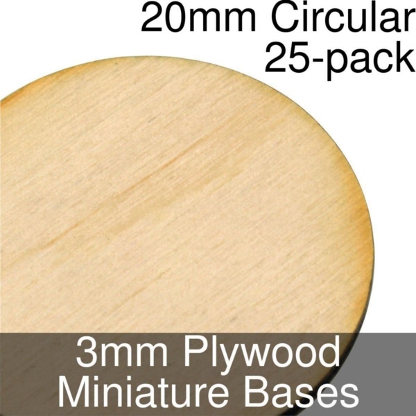 Miniature Bases, Circular, 20mm, 3mm Plywood (25)