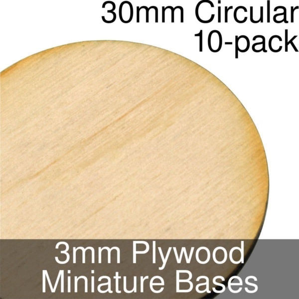Miniature Bases, Circular, 30mm, 3mm Plywood (10)