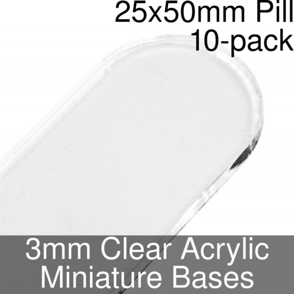 Miniature Bases, Pill, 25x50mm, 3mm Clear (10)