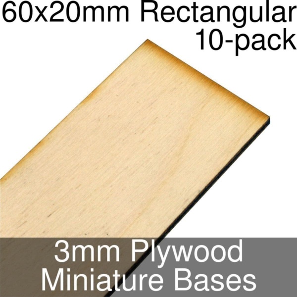 Miniature Bases, Rectangular, 60x20mm, 3mm Plywood (10)