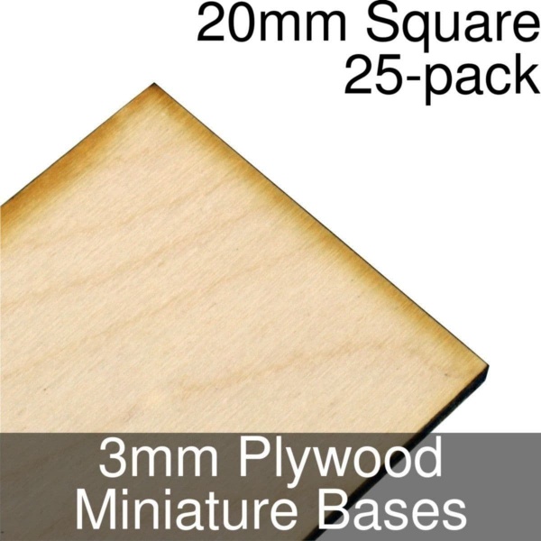 Miniature Bases, Square, 20mm, 3mm Plywood (25)