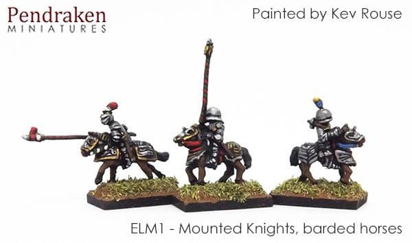 Mounted knights, barded horses