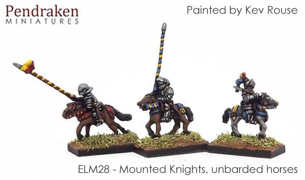 Mounted knights, unbarded horses