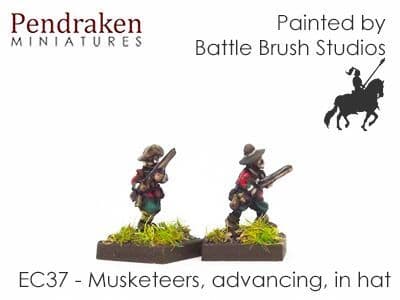 Musketeers, advancing, in hat