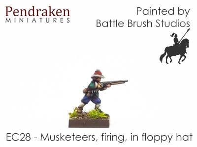 Musketeers, firing, in floppy hat