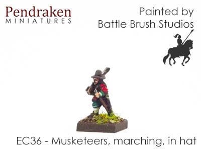 Musketeers, marching, in hat