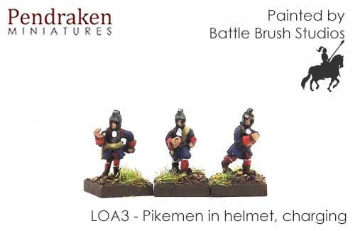 Pikemen, charging, in classical helmet