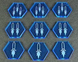 Space Missile Tokens, Fluorescent Blue  (9)