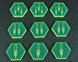 Space Missile Tokens, Fluorescent Green (9)