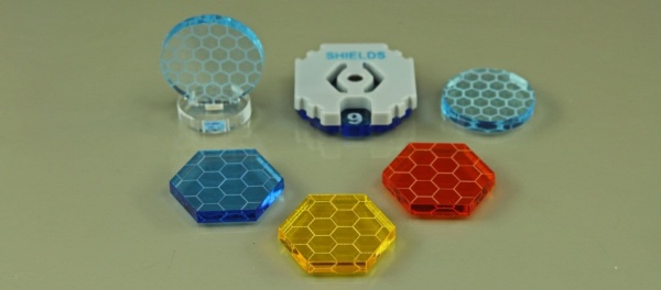 Space Shield Tokens, Fluorescent Amber (10)