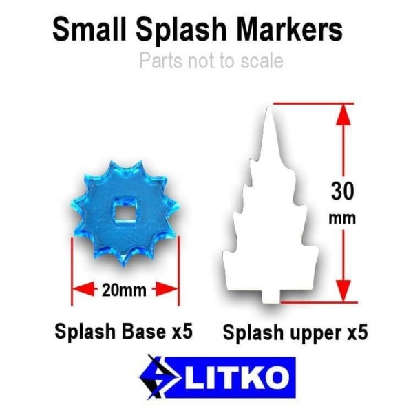 Splash Markers, Small, Translucent White & Fluorescent Blue  (5)