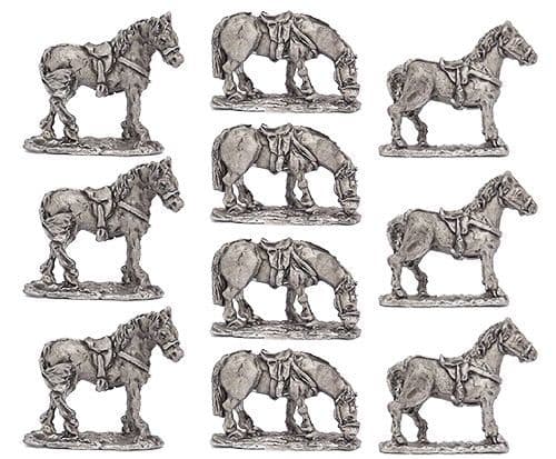 Standing saddled horses (10)