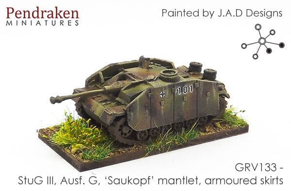 StuG III Ausf. G, 'Saukopf' mantlet, with armoured skirts