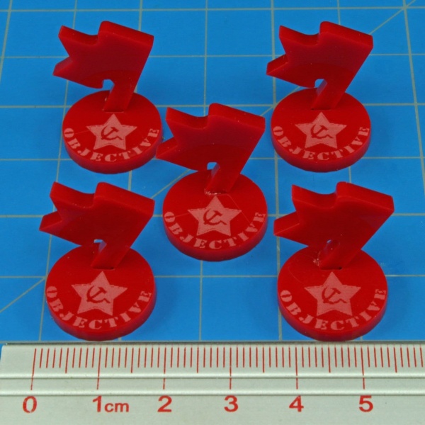 WWII Russian Mini Objective Markers, Red (5)