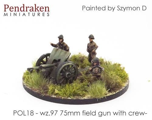 wz.97 75mm field gun, spoked wheels, with crew